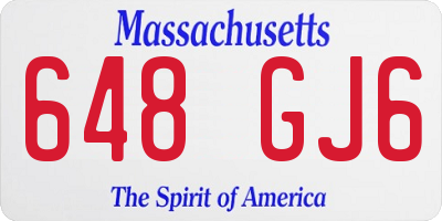 MA license plate 648GJ6