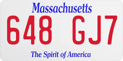 MA license plate 648GJ7