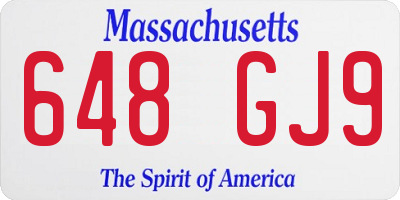 MA license plate 648GJ9