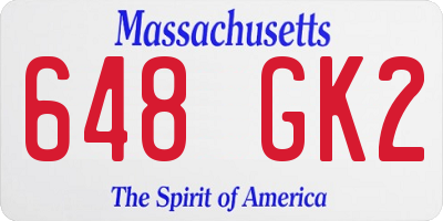MA license plate 648GK2