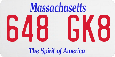 MA license plate 648GK8
