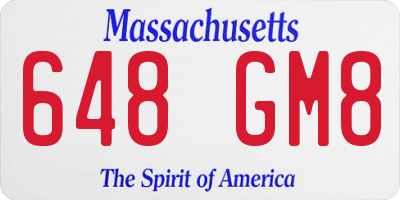 MA license plate 648GM8