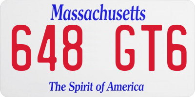 MA license plate 648GT6