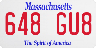 MA license plate 648GU8