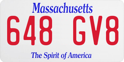MA license plate 648GV8
