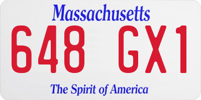 MA license plate 648GX1