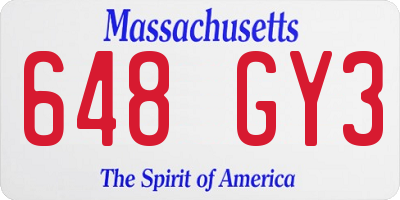 MA license plate 648GY3