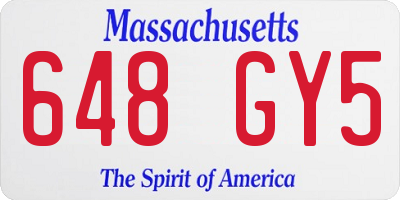 MA license plate 648GY5