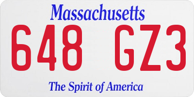 MA license plate 648GZ3