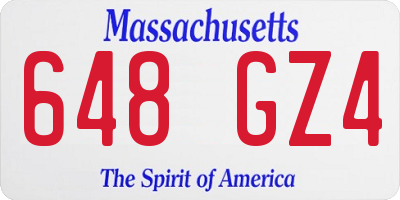 MA license plate 648GZ4