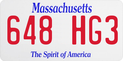 MA license plate 648HG3