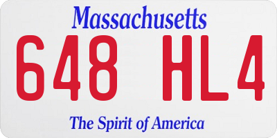 MA license plate 648HL4