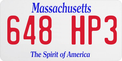 MA license plate 648HP3
