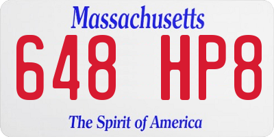 MA license plate 648HP8