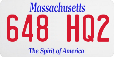 MA license plate 648HQ2