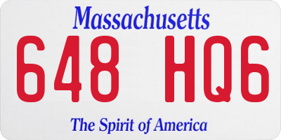 MA license plate 648HQ6