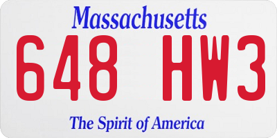 MA license plate 648HW3