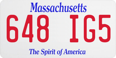MA license plate 648IG5