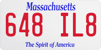 MA license plate 648IL8