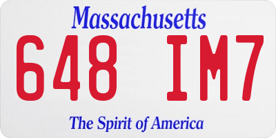 MA license plate 648IM7