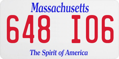 MA license plate 648IO6