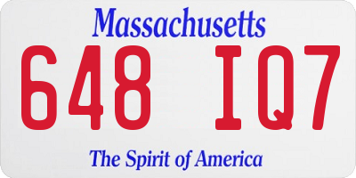 MA license plate 648IQ7