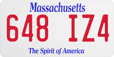 MA license plate 648IZ4