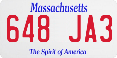 MA license plate 648JA3