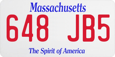 MA license plate 648JB5