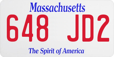 MA license plate 648JD2