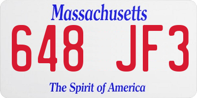 MA license plate 648JF3
