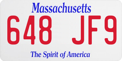 MA license plate 648JF9