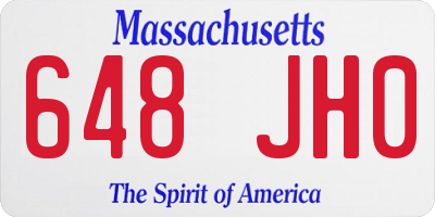 MA license plate 648JH0