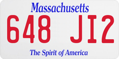 MA license plate 648JI2