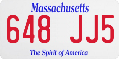 MA license plate 648JJ5