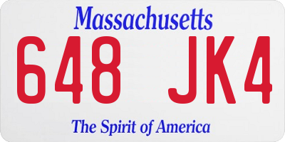 MA license plate 648JK4