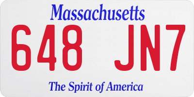 MA license plate 648JN7
