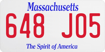 MA license plate 648JO5