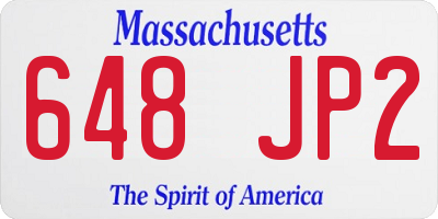 MA license plate 648JP2
