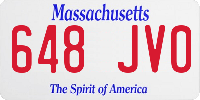 MA license plate 648JV0
