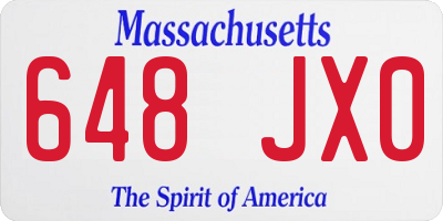 MA license plate 648JX0