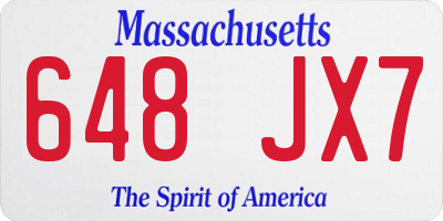 MA license plate 648JX7