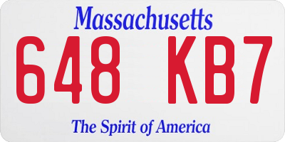 MA license plate 648KB7