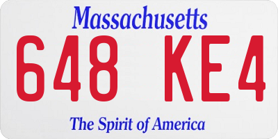 MA license plate 648KE4