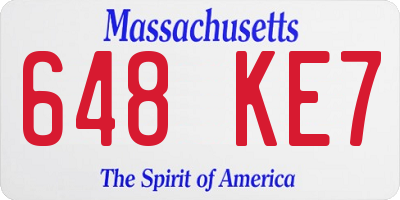 MA license plate 648KE7