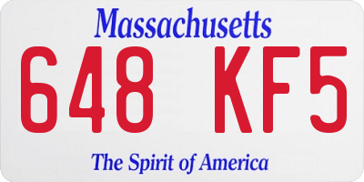 MA license plate 648KF5