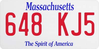 MA license plate 648KJ5