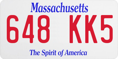 MA license plate 648KK5