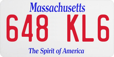 MA license plate 648KL6