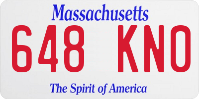 MA license plate 648KN0